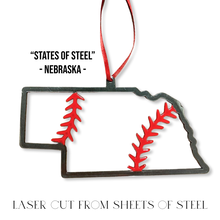 Load image into Gallery viewer, Nebraska Steel Baseball Christmas Ornament
