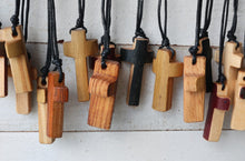 Load image into Gallery viewer, Baseball Bat Wood Cross Necklaces
