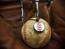 Load image into Gallery viewer, Jet Black Baseball Seam Pendant Necklace
