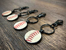 Load image into Gallery viewer, Black Baseball Seam Keychain
