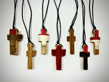 Load image into Gallery viewer, Baseball Bat Wood Cross Necklaces
