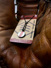 Load image into Gallery viewer, Jet Black Baseball Seam Pendant Necklace
