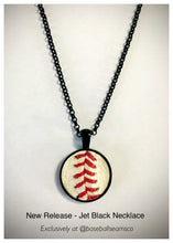 Load image into Gallery viewer, Jet Black Baseball Seam Pendant Necklace
