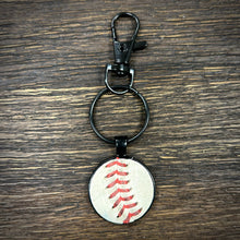 Load image into Gallery viewer, Black Baseball Seam Keychain
