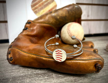 Load image into Gallery viewer, Baseball Seam Silver Bangle
