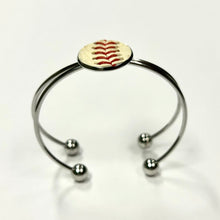 Load image into Gallery viewer, Baseball Seam Silver Bangle
