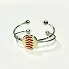 Load image into Gallery viewer, Baseball Seam Silver Bangle
